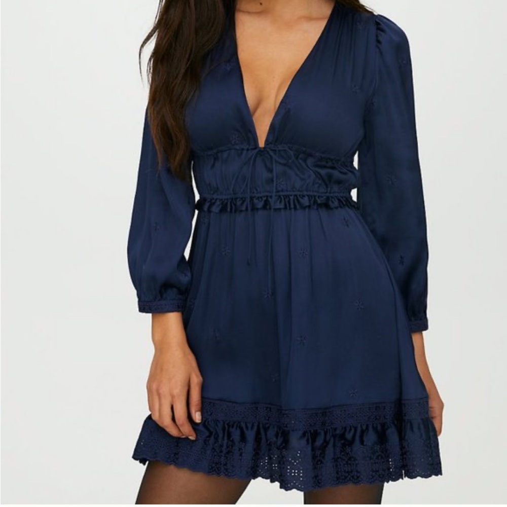 Aritzia Sunday Best navy long sleeve mini dress